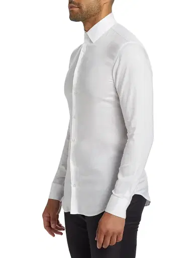 Giorgio Armani Men's Solid Front-Button Shirt | Thumbnail 4 Giorgio Armani Men's Solid Front-Button Shirt | Thumbnail 4