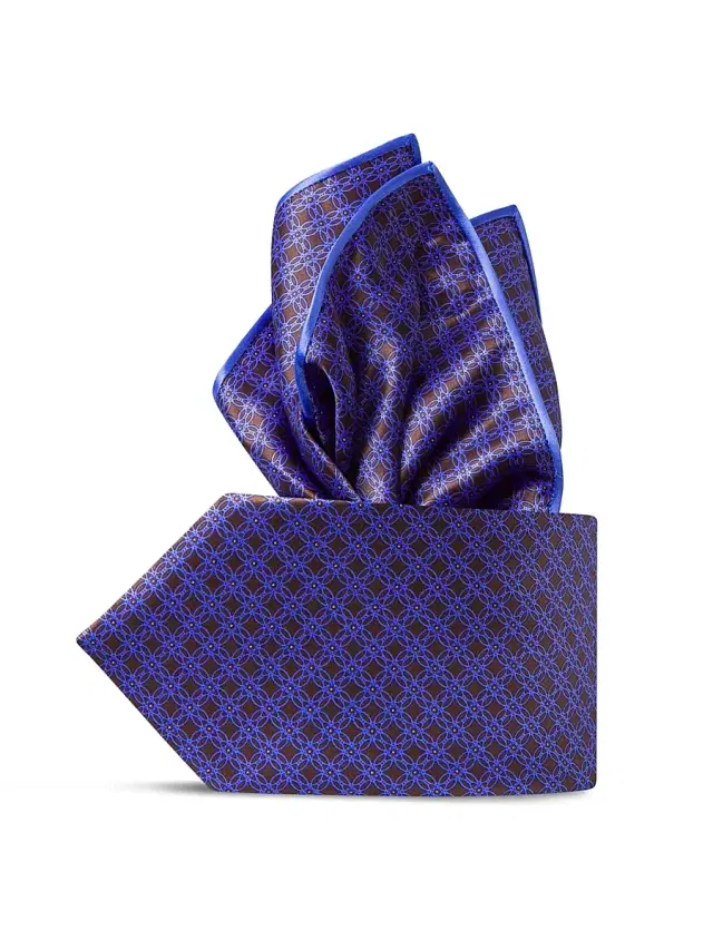 Men's Luxury Printed Silk Tie Set - Purple Brown