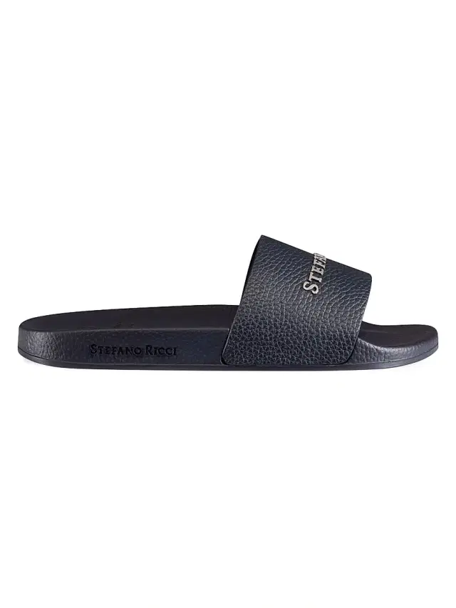 Stefano Ricci Men's Calfskin Leather Slides - Blue