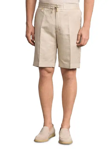 Stefano Ricci Men's Refined Linen-Silk Bermuda Shorts - Beige | Thumbnail 2