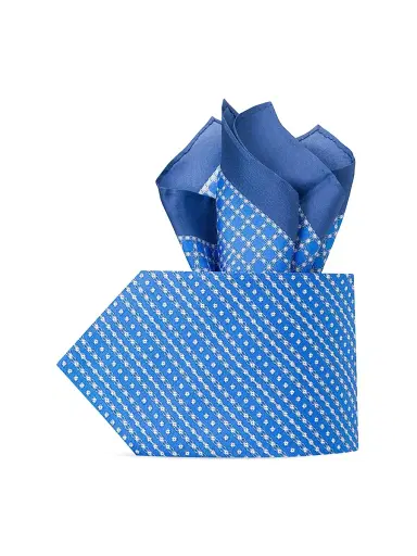Stefano Ricci Men's Luxury Silk Tie Set - Blue White | Thumbnail 1 Stefano Ricci Men's Luxury Silk Tie Set - Blue White | Thumbnail 1