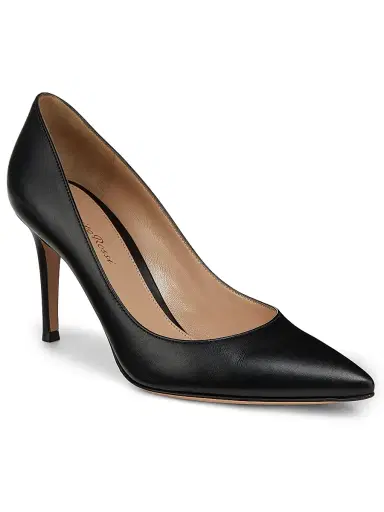 Gianvito Rossi Women's 85MM Leather Stiletto Heel Pumps - Black - Size 12 | Thumbnail 2