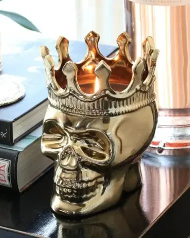 Thompson Ferrier Golden Bonaparte Skull Candle, 23.3 oz. - Wood Charmel Scent | Thumbnail 2 Thompson Ferrier Golden Bonaparte Skull Candle, 23.3 oz. - Wood Charmel Scent | Thumbnail 2