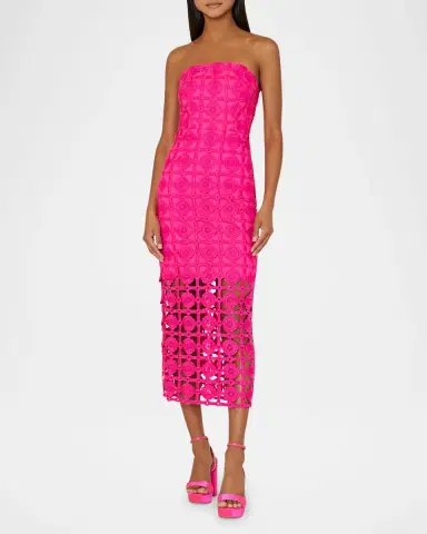 Milly Kait Strapless Tile Lace Midi Dress | Thumbnail 2