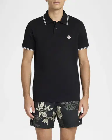 Moncler Men's Pique Logo Patch Polo Shirt | Thumbnail 2