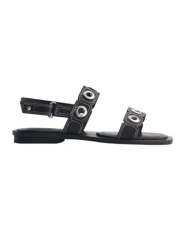 Acro Leather Flat Slingback Sandals