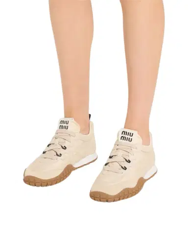 Miu Miu Low-Top Nylon & Leather Sneakers | Thumbnail 1