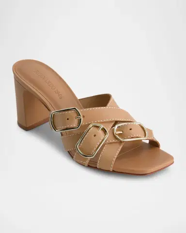 Bernardo 1946 Bea Leather Buckle Mule Sandals | Thumbnail 2