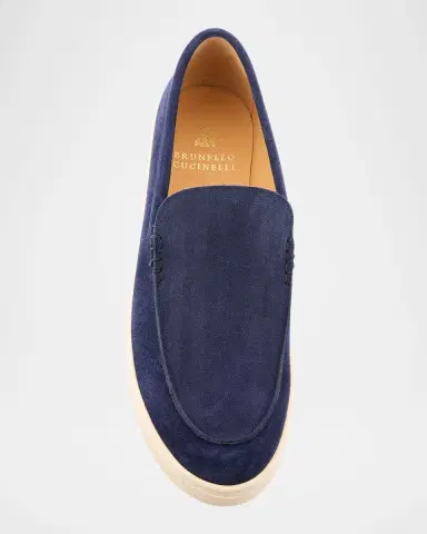Brunello Cucinelli Men's Hybrid Venetian Suede Slip-Ons | Thumbnail 6