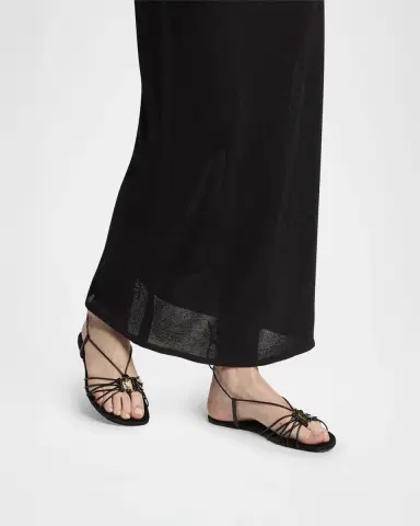 Saint Laurent Babylone Strappy YSL Ankle-Tie Sandals | Thumbnail 2