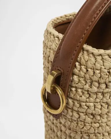 Saint Laurent Le 37 Mini YSL Bucket Bag in Raffia and Leather | Thumbnail 5 Saint Laurent Le 37 Mini YSL Bucket Bag in Raffia and Leather | Thumbnail 5