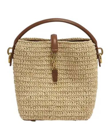 Saint Laurent Le 37 Mini YSL Bucket Bag in Raffia and Leather | Thumbnail 1 Saint Laurent Le 37 Mini YSL Bucket Bag in Raffia and Leather | Thumbnail 1