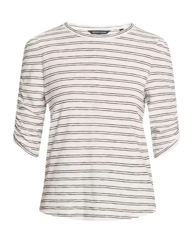 Veronica Beard Waldorf Stripe Ruched-Sleeve Tee | Thumbnail 1