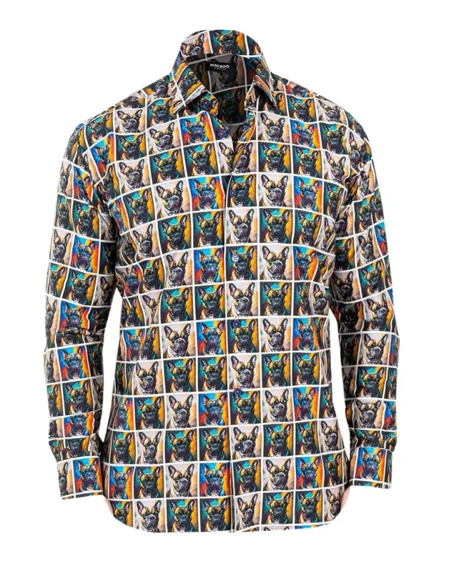 Maceoo Men 's Fibonacci Multicolor Puppy Portrait Sport Shirt