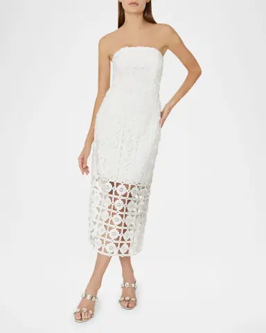 Milly Kait Strapless Tile Lace Midi Dress | Thumbnail 2 Milly Kait Strapless Tile Lace Midi Dress | Thumbnail 2