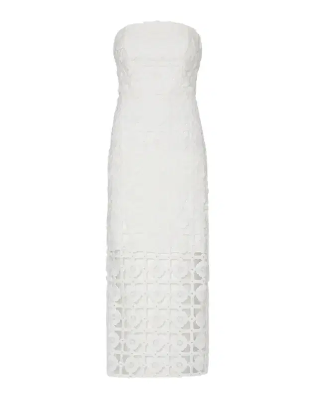 Milly Kait Strapless Tile Lace Midi Dress
