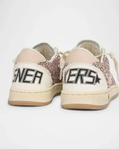 Golden Goose Girl 's Ball Star Glitter and Leather Sneakers, Baby/Toddlers | Thumbnail 3