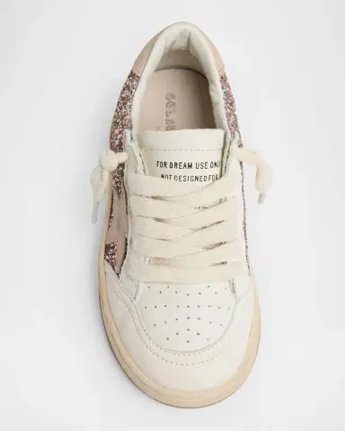 Golden Goose Girl 's Ball Star Glitter and Leather Sneakers, Baby/Toddlers | Thumbnail 4