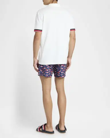 Moncler Men's Striped-Trim Pique Polo Shirt | Thumbnail 3