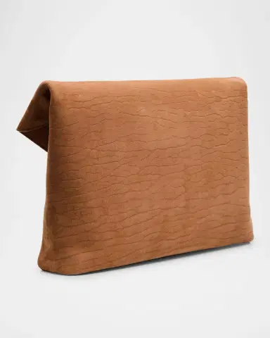 Saint Laurent Large YSL Envelope Pouch Clutch Bag in Pebbled Leather | Thumbnail 3