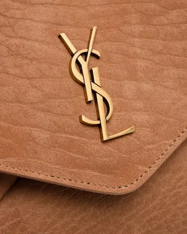 Saint Laurent Large YSL Envelope Pouch Clutch Bag in Pebbled Leather | Thumbnail 6