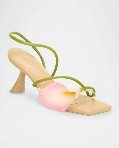 Cult Gaia Ria Calla Lily Leather Comma-Heel Sandals | Thumbnail 2