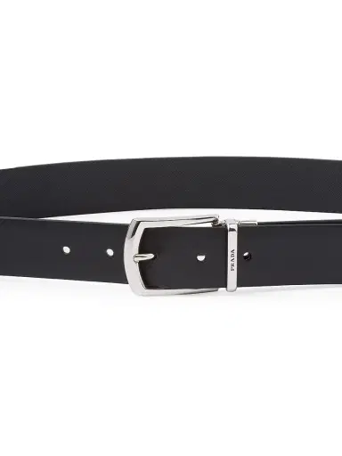 Prada Men's Reversible Saffiano And Leather Belt - Black - Size 40 | Thumbnail 3