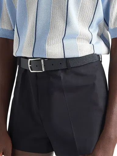 Prada Men's Reversible Saffiano And Leather Belt - Black - Size 40 | Thumbnail 4