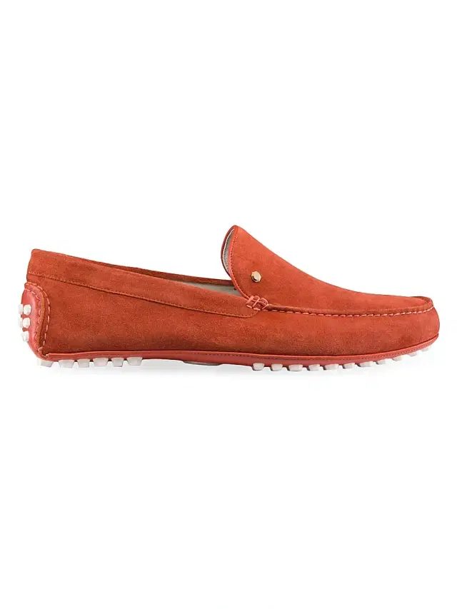 Stefano Ricci Men's Suede Driving Shoes - Lobster Orange - Size 10
