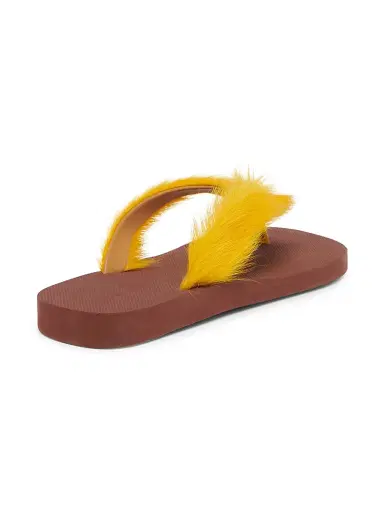 Marni Men's Long Calf Hair Flip-Flop Sandals - Yellow Brown - Size 13 | Thumbnail 4 Marni Men's Long Calf Hair Flip-Flop Sandals - Yellow Brown - Size 13 | Thumbnail 4