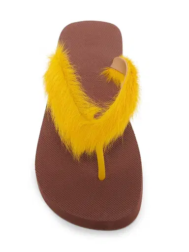 Marni Men's Long Calf Hair Flip-Flop Sandals - Yellow Brown - Size 13 | Thumbnail 5 Marni Men's Long Calf Hair Flip-Flop Sandals - Yellow Brown - Size 13 | Thumbnail 5