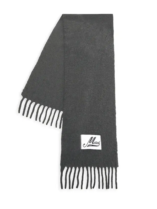 Marni Men's Logo Patch Alpaca-Blend Scarf - Antique Silver