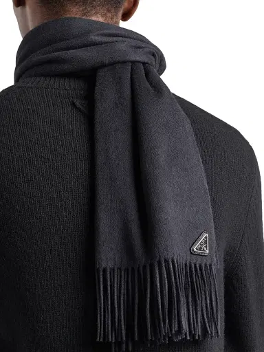 Prada Men's Silk and Cashmere Scarf | Thumbnail 2 Prada Men's Silk and Cashmere Scarf | Thumbnail 2