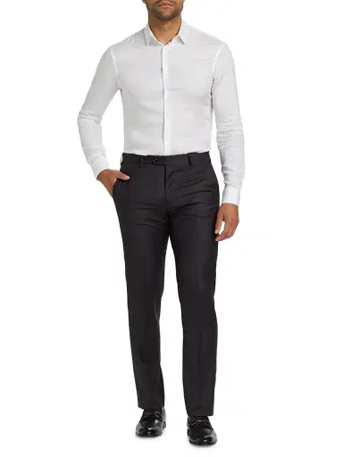 Giorgio Armani Men's Textured Solid Wool Trousers | Thumbnail 2 Giorgio Armani Men's Textured Solid Wool Trousers | Thumbnail 2