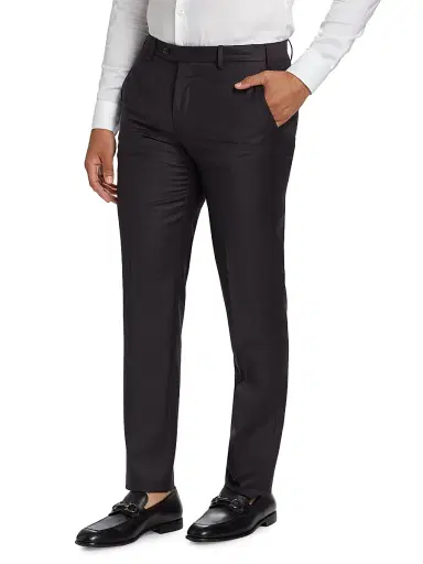 Giorgio Armani Men's Textured Solid Wool Trousers | Thumbnail 4 Giorgio Armani Men's Textured Solid Wool Trousers | Thumbnail 4