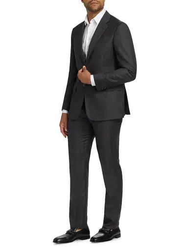 Giorgio Armani Men's Windowpane Check Wool Suit - Charcoal - Size 44 | Thumbnail 2