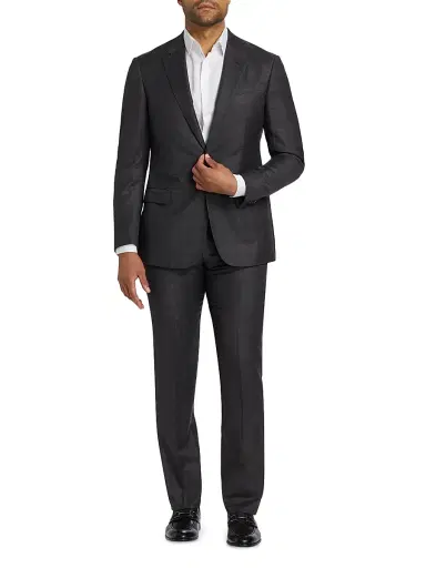 Giorgio Armani Men's Windowpane Check Wool Suit - Charcoal - Size 44 | Thumbnail 3