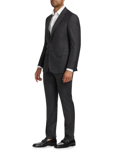 Giorgio Armani Men's Windowpane Check Wool Suit - Charcoal - Size 44 | Thumbnail 4