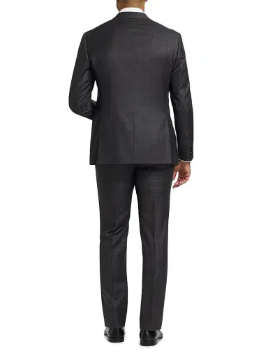 Giorgio Armani Men's Windowpane Check Wool Suit - Charcoal - Size 44 | Thumbnail 5