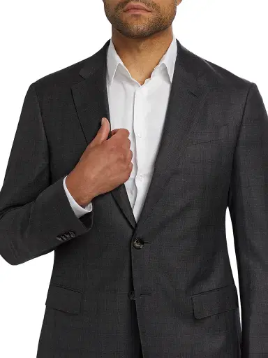 Giorgio Armani Men's Windowpane Check Wool Suit - Charcoal - Size 44 | Thumbnail 6