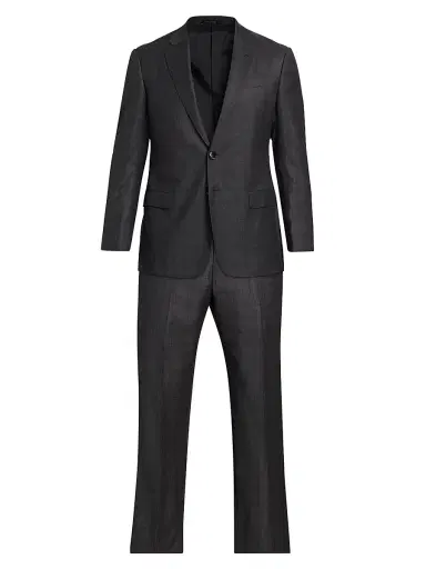 Giorgio Armani Men's Windowpane Check Wool Suit - Charcoal - Size 44 | Thumbnail 1