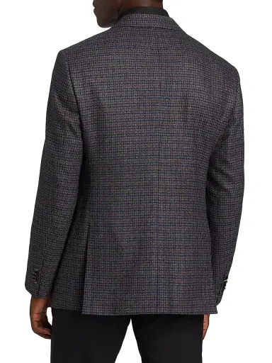Giorgio Armani Men's Check Wool & Cashmere Jacket - Navy Copper - Size 42 | Thumbnail 5
