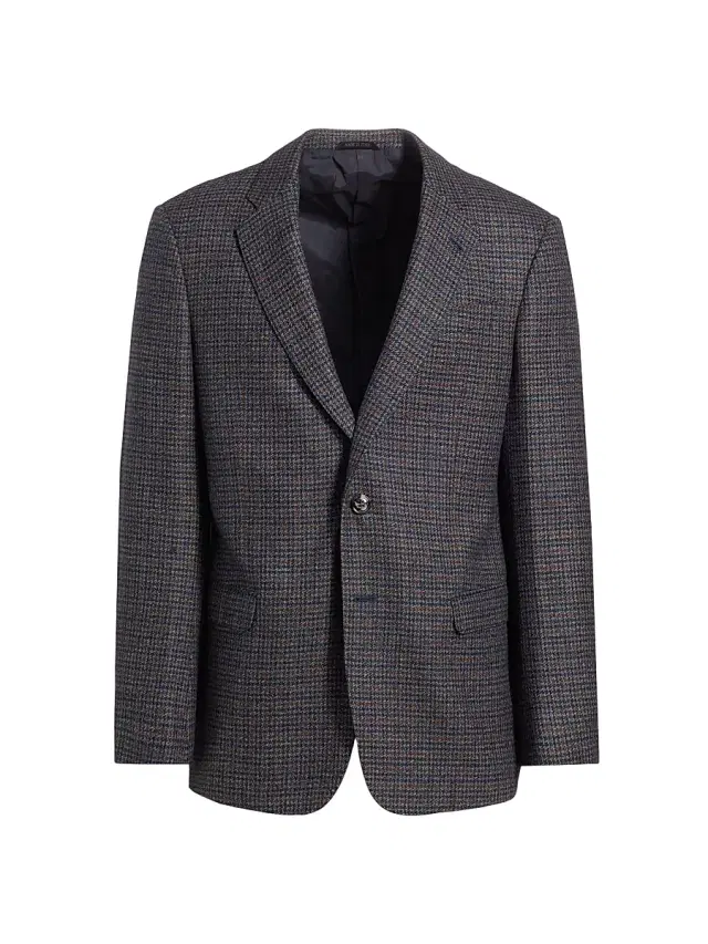 Giorgio Armani Men's Check Wool & Cashmere Jacket - Navy Copper