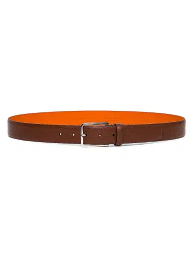 Santoni Men's Adjustable Grained Leather Belt | Thumbnail 2 Santoni Men's Adjustable Grained Leather Belt | Thumbnail 2
