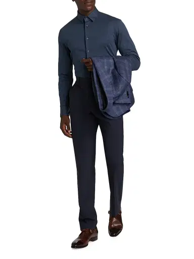 Giorgio Armani Men's Stretch Slim Button-Up Shirt - Navy - Size 15 | Thumbnail 2