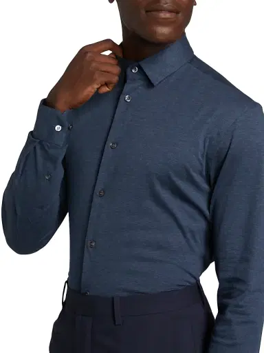 Giorgio Armani Men's Stretch Slim Button-Up Shirt - Navy - Size 15 | Thumbnail 6