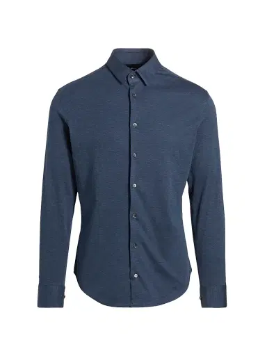 Giorgio Armani Men's Stretch Slim Button-Up Shirt - Navy - Size 15 | Thumbnail 1