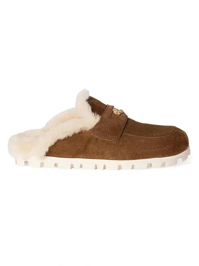 Miu Miu Women's Suede Shearing Mules - Brown