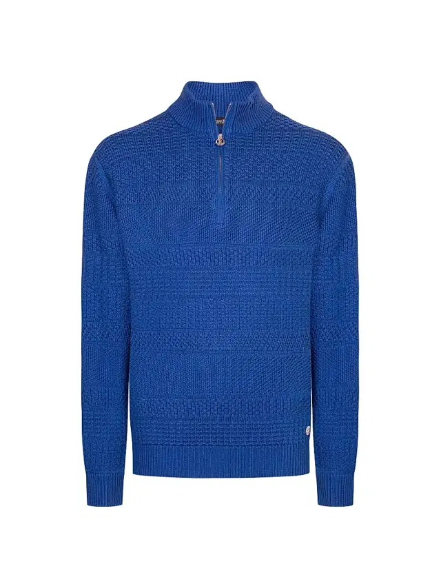 Stefano Ricci Men's Silk and Cotton Knit Mockneck Sweater - Blue