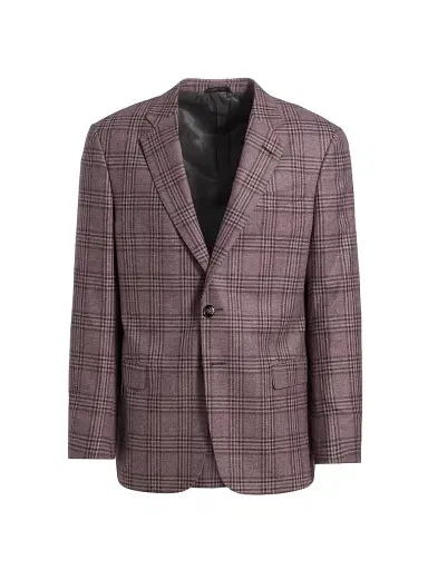 Giorgio Armani Men's Plaid Tailored Wool Jacket - Dusty Rose - Size 40 | Thumbnail 1